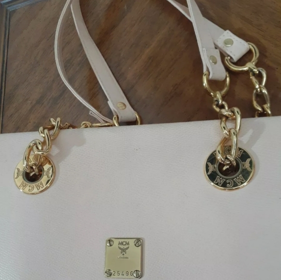 MCM Munchen Rare Vintage Pink Blush Gold Chain Shoulder Bag - Picture 10 of 12